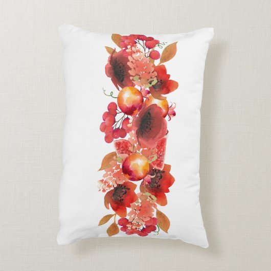 水彩花と果実の花輪 アクセントクッション (裏面(縦))