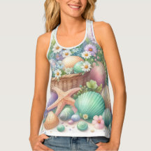 水彩花と海と海のビーチ