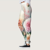 水彩花と海と海のビーチ レギンス (左)