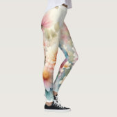 水彩花と海と海のビーチ レギンス (右)