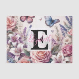 水彩花と海と海のビーチ 薄葉紙