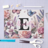 水彩花と海と海のビーチ 薄葉紙 (クラフト)