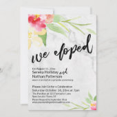 水彩花と灰色の大理石を駆け落ち 招待状 (正面)
