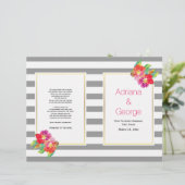 水彩花と灰色の白い結婚式プログラム (スタンド正面)
