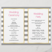 水彩花と灰色の白い結婚式プログラム (裏面)