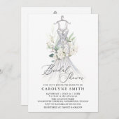水彩花と緑のブライダルシャワー 招待状 (正面/裏面)