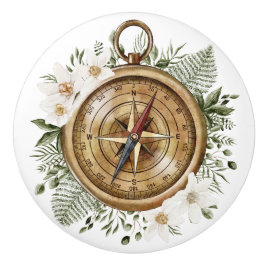 水彩花と緑の離れフローラコンパス セラミックノブ