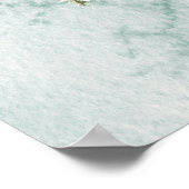 水彩花と緑の離れフローラコンパス ポスター (角)