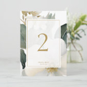 水彩花と葉結婚のテーブル番号 (スタンド正面)
