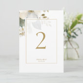 水彩花と葉結婚のテーブル番号 (スタンド正面)