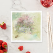 水彩花と蜂の紙ナプキン スタンダードランチョンナプキン (インサイチュ)