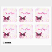 水彩花と蝶ありがとう スクエアシール (シート)