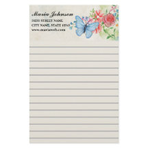 水彩花と蝶のビジネスラインのステーショナリー