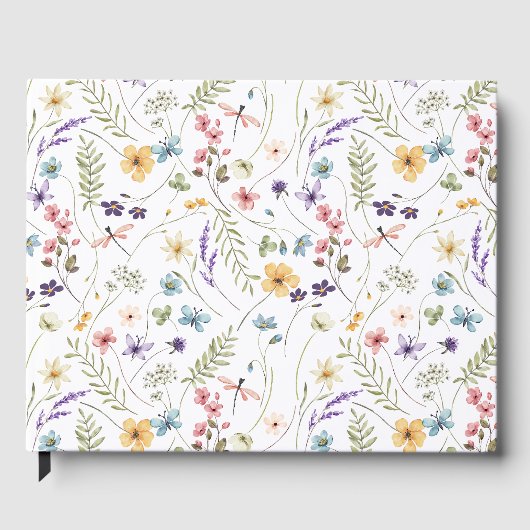 水彩花と蝶の模様 ゲストブック (正面)