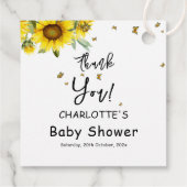 水彩花と蝶の赤ちゃんシャワー フェイバータグ (裏面)