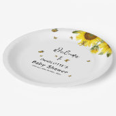 水彩花と蝶の赤ちゃんシャワー ペーパープレート (アングル)