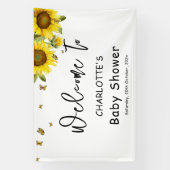 水彩花と蝶の赤ちゃんシャワー 横断幕 (縦)