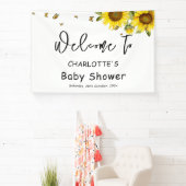 水彩花と蝶の赤ちゃんシャワー 横断幕 (インサイチュ)