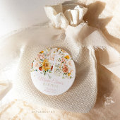 水彩花と金ゴールドバプテスステッカー ラウンドシール