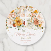 水彩花と金ゴールドバプテスマメッセージカード フェイバータグ (正面)