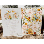 水彩花と金ゴールドバプテスマ招待状 招待状