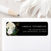 水彩花と金ゴールドフェイクグリッター黒板 ラベル (インサイチュ)