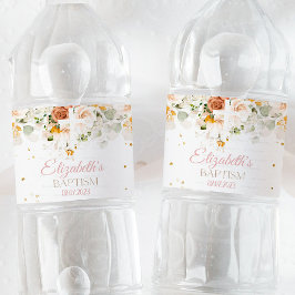 水彩花と金ゴールド宗教的な水ラベル ペットボトルラベル