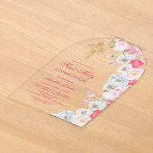 水彩花のアーチ ファーストコムニオン アクリル招待状 (レイダウン)
