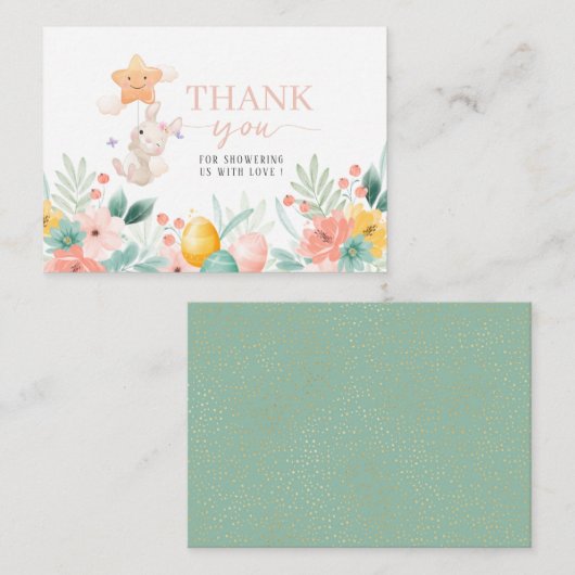 水彩花のイースターブランシュと卵の宝探しをありがとう ノートカード (正面/裏面)