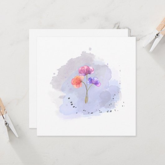 水彩花のカード カード (正面/裏面インサイチュ)