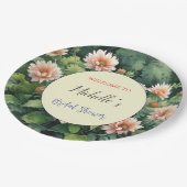 水彩花のキュートなブライダルシャワー ペーパープレート (アングル)