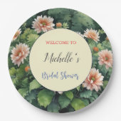 水彩花のキュートなブライダルシャワー ペーパープレート (正面)