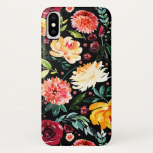 水彩花のコラージュ模様 iPhone X ケース