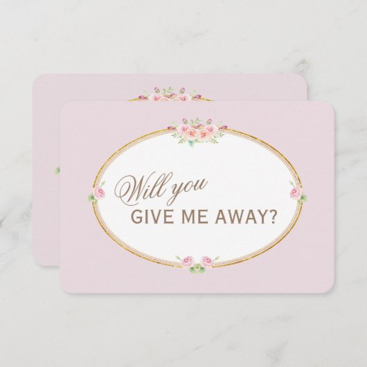 水彩花のゴールド　私をあなたに捧げます 招待状 (正面/裏面)