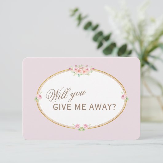 水彩花のゴールド　私をあなたに捧げます 招待状 (スタンド正面)