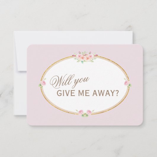 水彩花のゴールド　私をあなたに捧げます 招待状 (正面)