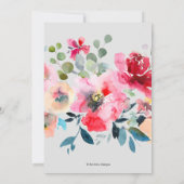 水彩花のサマー ローズ、レッド オンブレ ウェディング 招待状 (裏面)