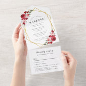 水彩花のジオメトリブライダルシャワー、rsvp付き オールインワン招待状 (貼ってはがせる)