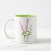 水彩花のセージのハーブ ツートーンマグカップ (左)