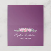 水彩花のテーブル名番号濃いマゼンタ プレイスカード (外部開封)