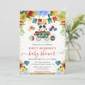 水彩花のパンダベビーシャワー 招待状 (スタンド正面)