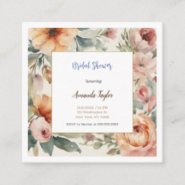 水彩花のミニマルなウェディングシャワーカード エンクロージャーカード