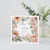 水彩花のミニマルなウェディングシャワーカード 招待状 (スタンド正面)