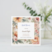 水彩花のミニマルなウェディングシャワーカード 招待状 (スタンド正面)
