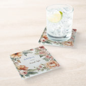 水彩花のミニマルなブライダルシャワー ガラスコースター (アングル)