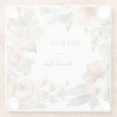 水彩花のミニマルなブライダルシャワー ガラスコースター (裏面)