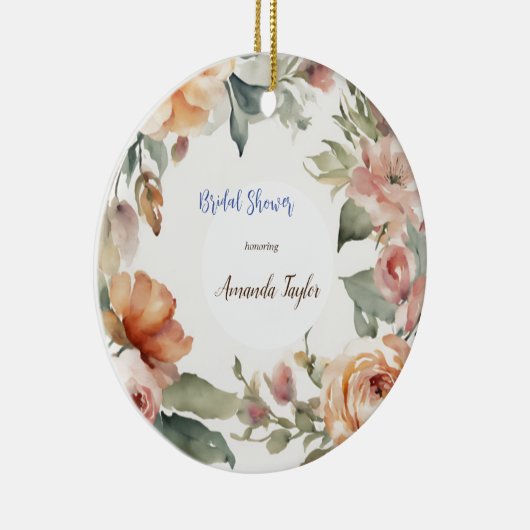 水彩花のミニマルなブライダルシャワー セラミックオーナメント (右)