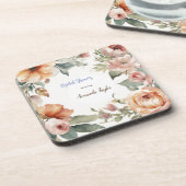 水彩花のミニマルな結婚式前お茶会 コースター (左側)