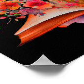 水彩花の入ったオープンブック ポスター (角)