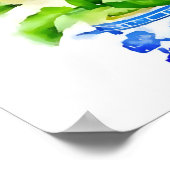 水彩花の入った陶器の花瓶 ポスター (角)